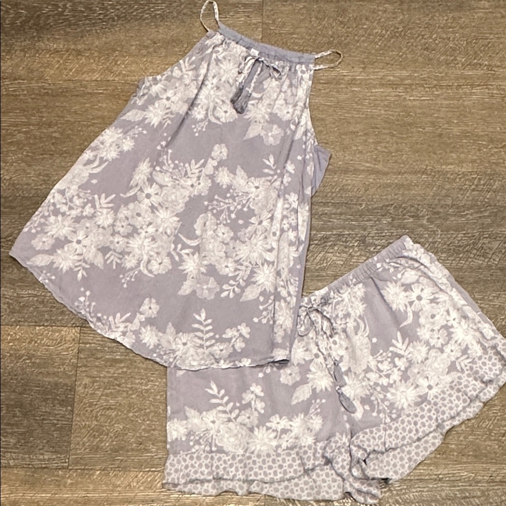 Gilligan & O’Malley Sleepwear 2 Pc Mauve Floral Camisole & Shorts Pajama Set S/M